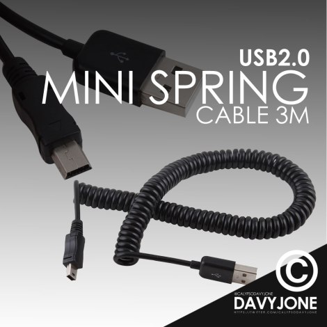 USB2.0 Mini Spring Cable 3m
